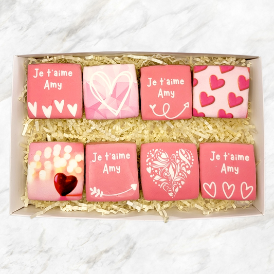 Je t' aime Custom Name Cookie Box (French)